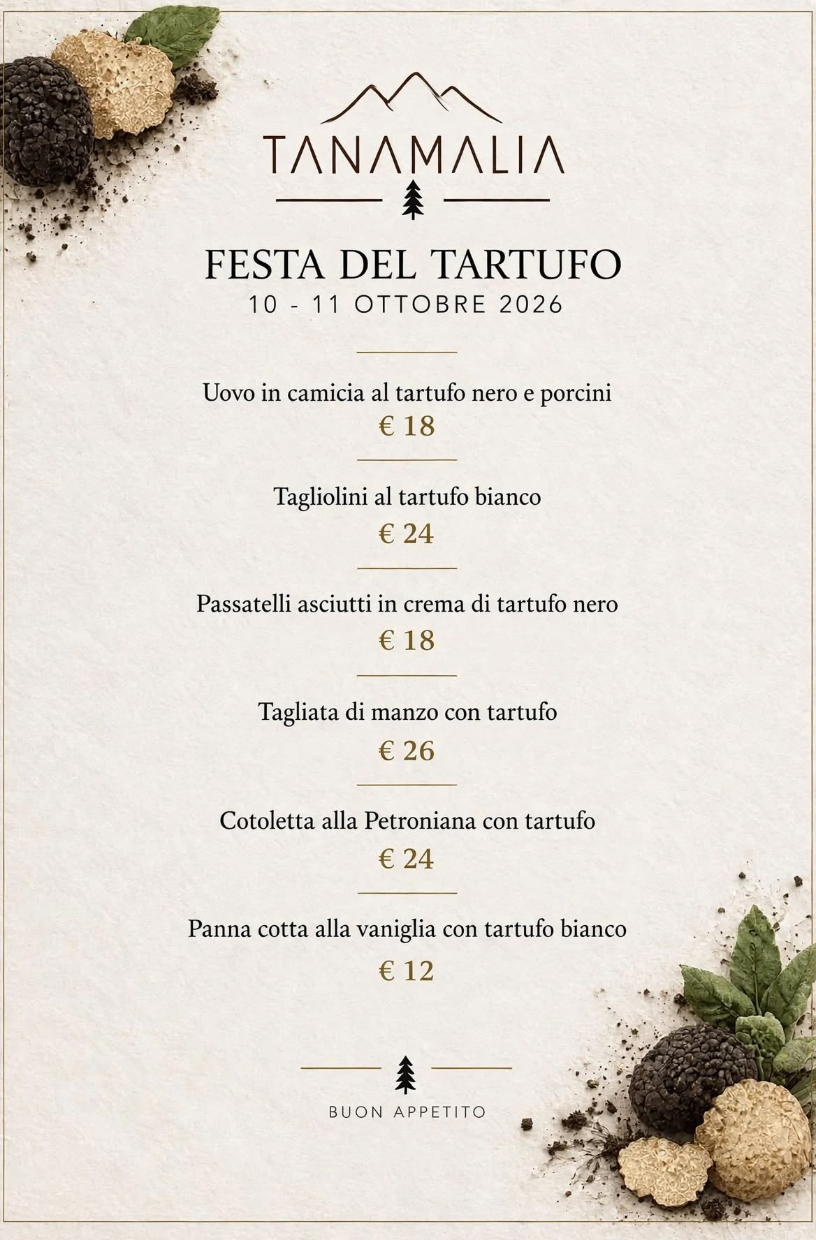 Festa del Tartufo Ristorante Tanamalia - Tartufesta 2026 Lizzano in Belvedere